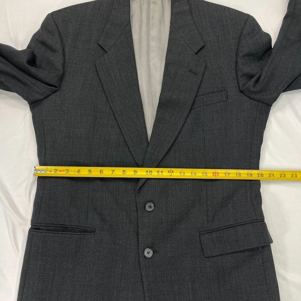 Gianni‎ 100% Wool Blazer Suit Jacket Mens 44 Black 2-Button Sport Coat